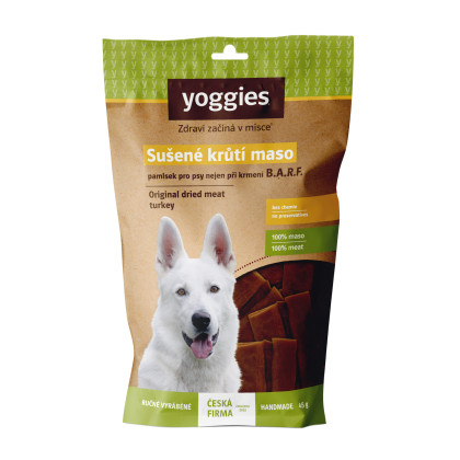 Sušené krůtí maso pro psy Yoggies, (proužky) 45g